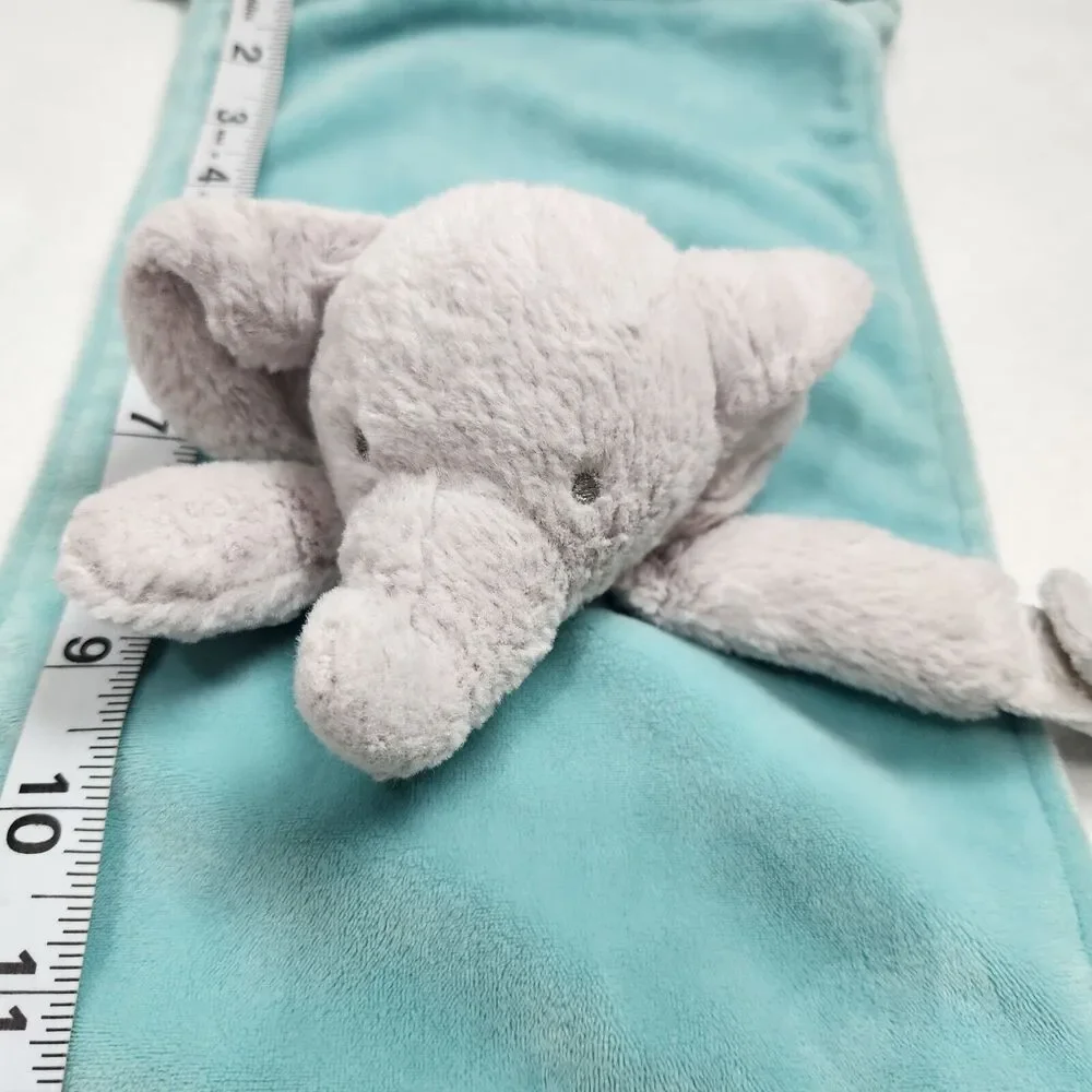 Carter's Rattle Pacifier Holder Lovey Blue Gray Elephant Plush Security Blanket